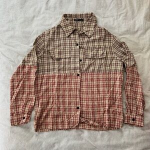 SHEIN Plaid Shirt in Red and Cream